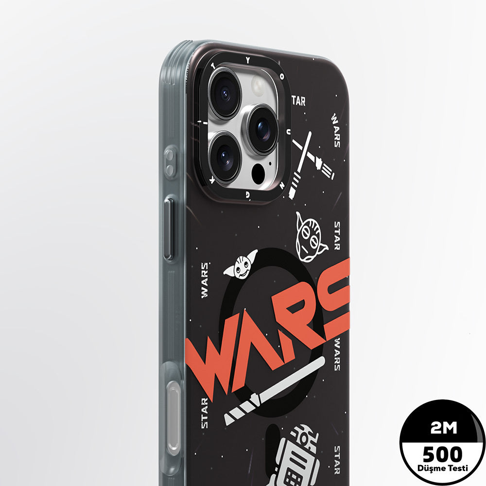 Apple iPhone 16 Pro Kılıf M-safe Şarj Özellikli Airbagli Hologram Tasarımlı Youngkit Interstellar Serisi Kapak Füme