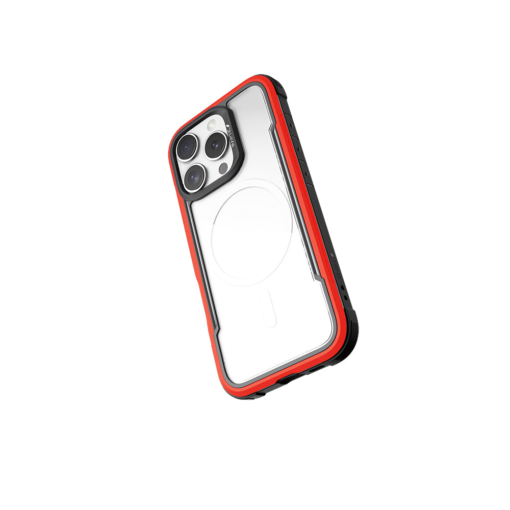 Apple iPhone 16 Pro Kılıf M-safe Şarj Özellikli Airbagli Raptic Shield Serisi Şeffaf Arka Yüzey Kapak Kırmızı