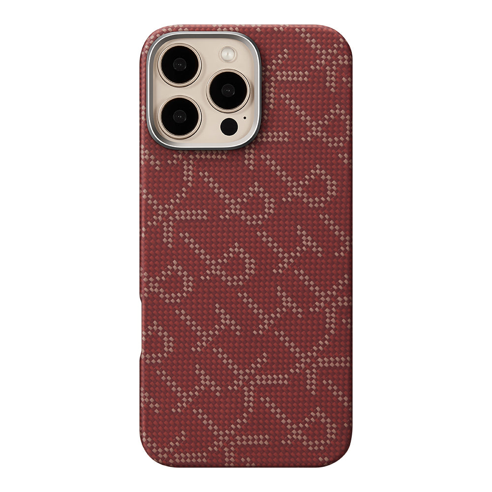 Apple iPhone 16 Pro Kılıf M-safe Şarj Özellikli Aramid Fiber Pitaka Tactile Woven Monogram Serisi Kapak Yeşil