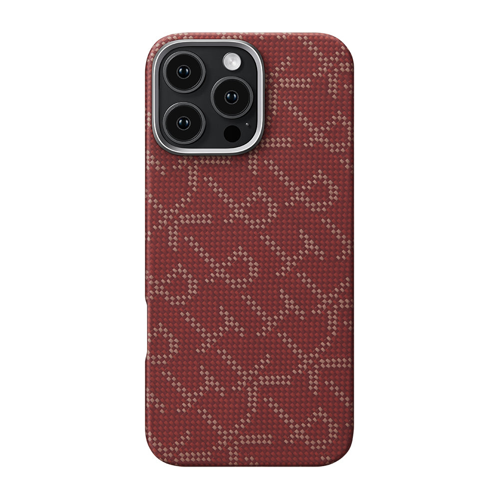 Apple iPhone 16 Pro Kılıf M-safe Şarj Özellikli Aramid Fiber Pitaka Tactile Woven Monogram Serisi Kapak Yeşil