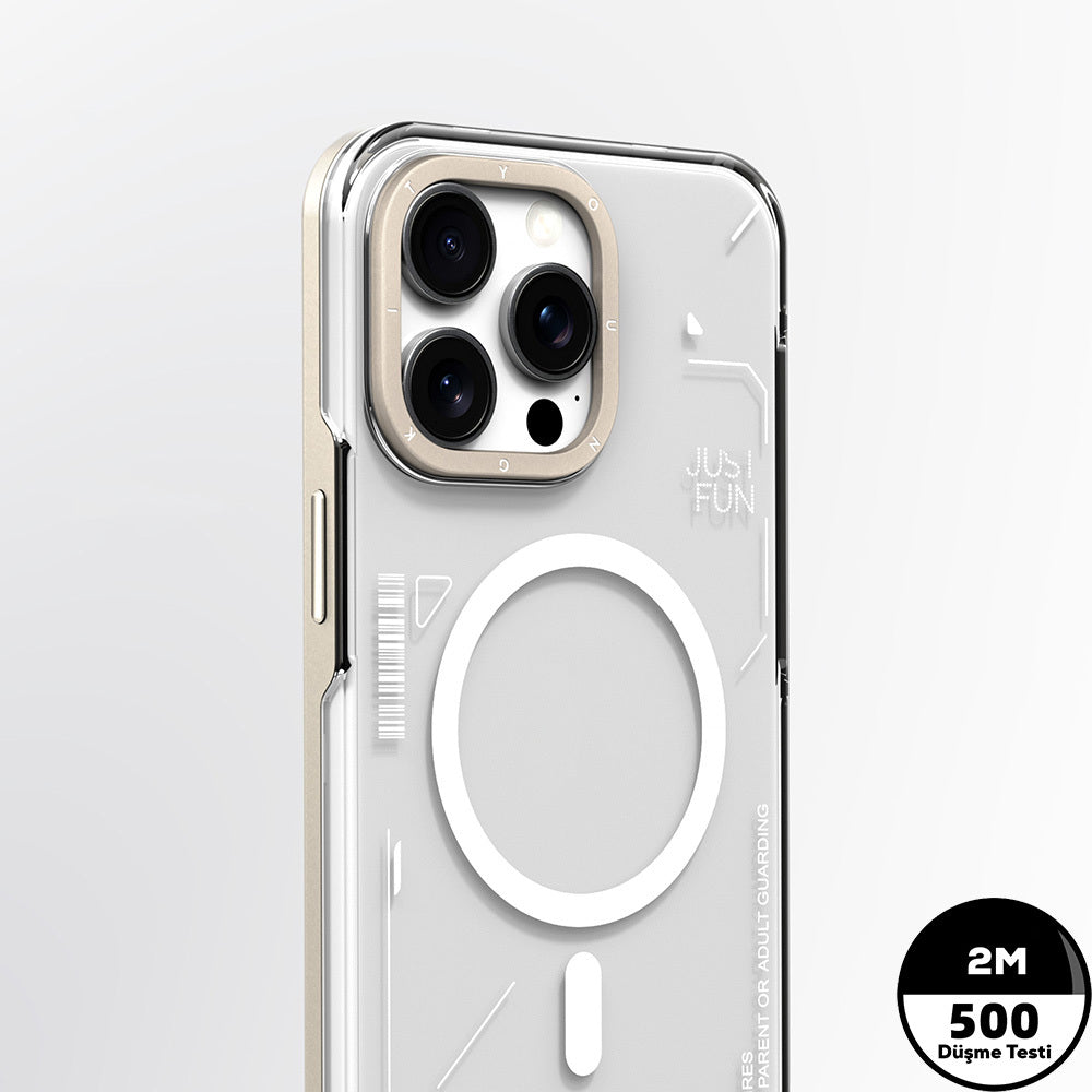 Apple iPhone 16 Pro Kılıf M-safe Şarj Özellikli Çıkarılabilir Arka Yüzeyli Youngkit Mecha Kapak Desert Gold