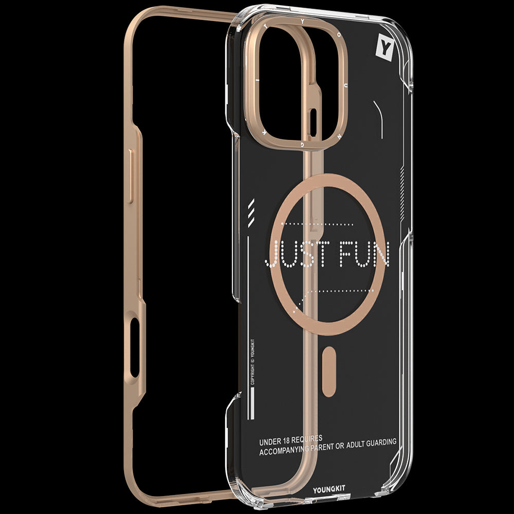 Apple iPhone 16 Pro Kılıf M-safe Şarj Özellikli Çıkarılabilir Arka Yüzeyli Youngkit Mecha Kapak Siyah