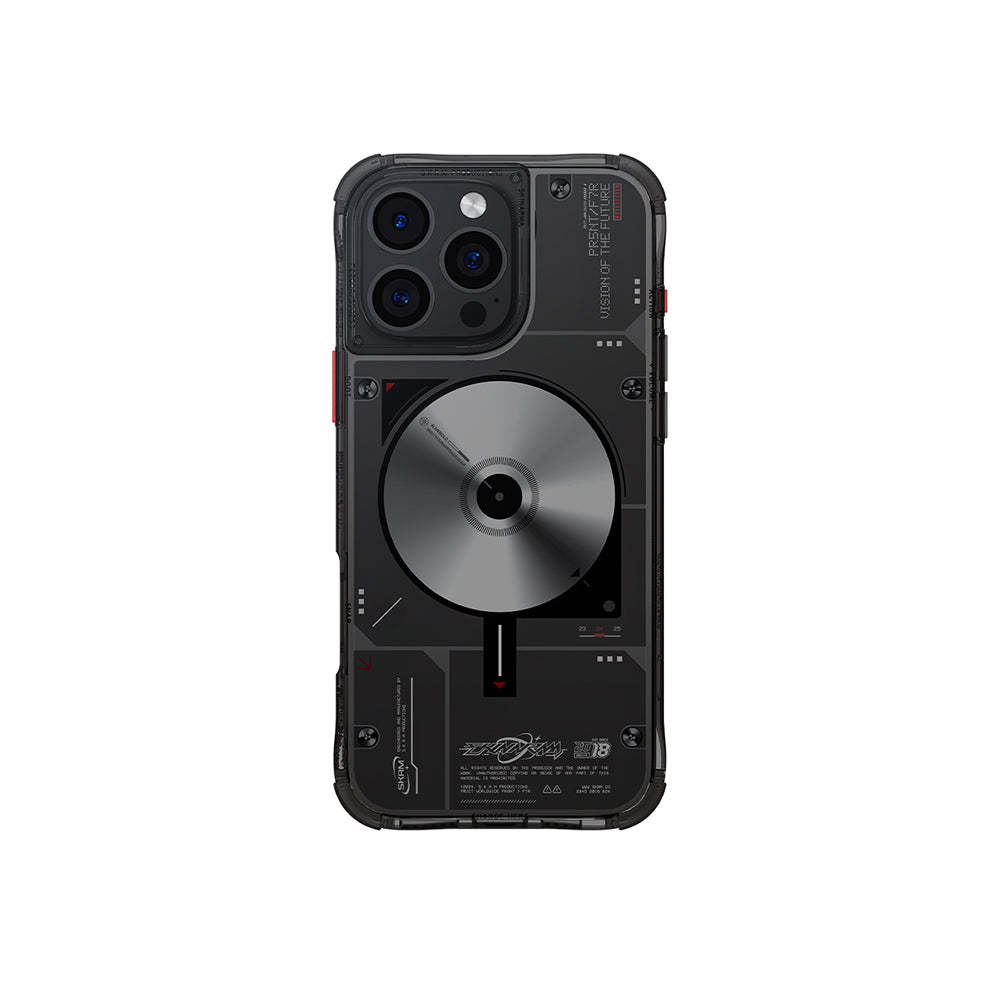 Apple iPhone 16 Pro Kılıf M-safe Şarj Özellikli Disk Desenli Airbag Tasarımlı Skinarma Nova Kapak Şeffaf