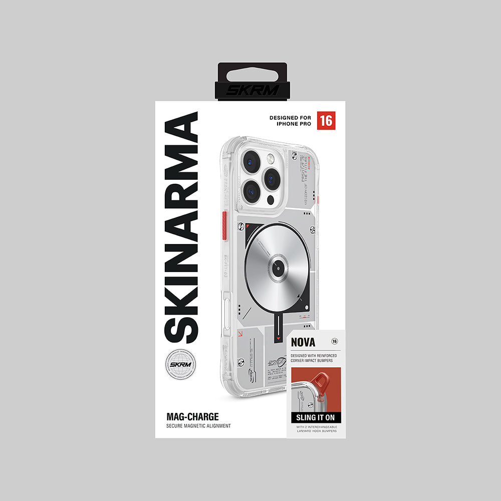 Apple iPhone 16 Pro Kılıf M-safe Şarj Özellikli Disk Desenli Airbag Tasarımlı Skinarma Nova Kapak Şeffaf