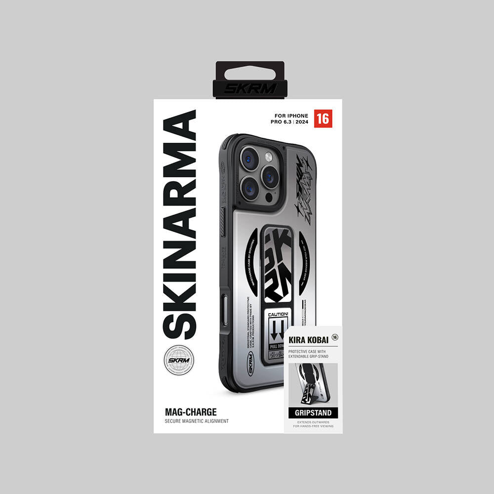 Apple iPhone 16 Pro Kılıf M-safe Şarj Özellikli Holografik Tasarımlı Standlı Deri Görünümlü Skinarma Kira Kobai Kapak Colorful