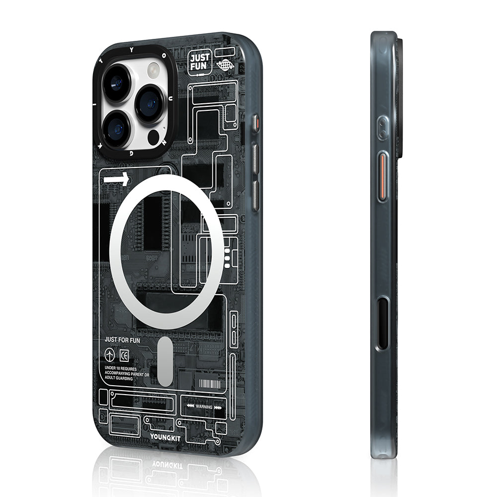 Apple iPhone 16 Pro Kılıf M-safe Şarj Özellikli Kamera Denetim Butonlu Youngkit Technology Serisi Kapak Gold