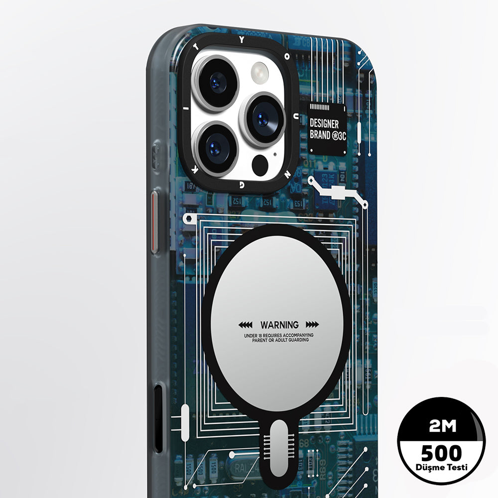 Apple iPhone 16 Pro Kılıf M-safe Şarj Özellikli Kamera Denetim Butonlu Youngkit Technology Serisi Kapak Gold