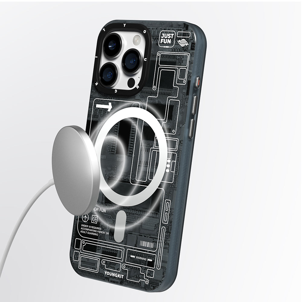 Apple iPhone 16 Pro Kılıf M-safe Şarj Özellikli Kamera Denetim Butonlu Youngkit Technology Serisi Kapak Gold