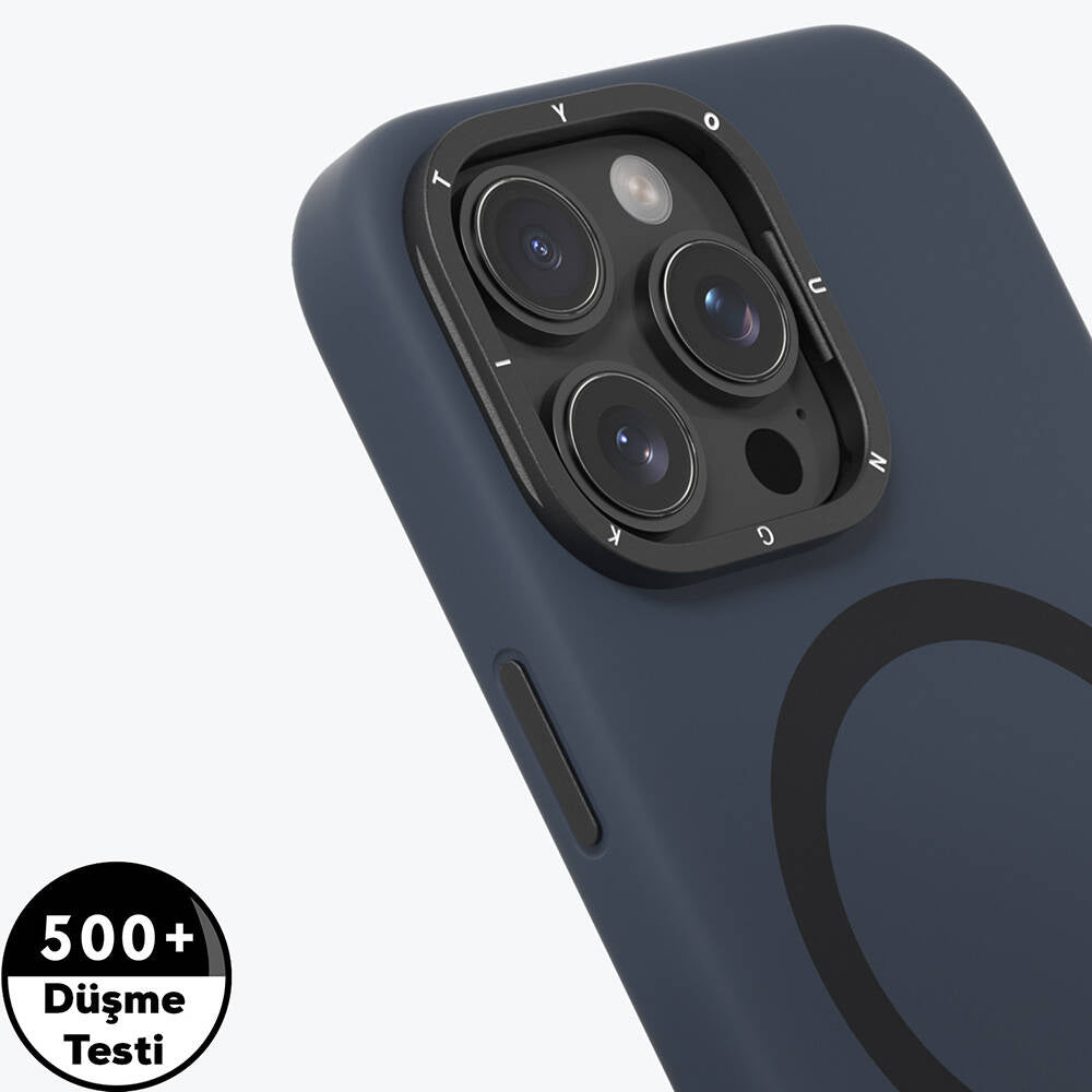 Apple iPhone 16 Pro Kılıf M-safe Şarj Özellikli Kamera Standlı Youngkit Bitty Cream Kapak Gri