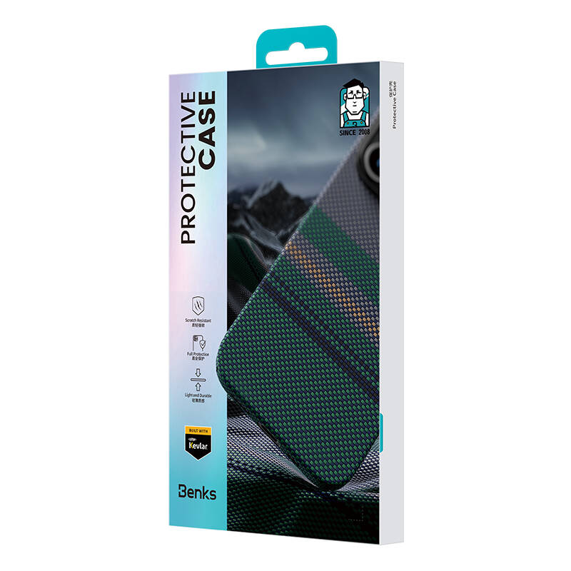 Apple iPhone 16 Pro Kılıf M-safe Şarj Özellikli Karbon Fiber Tasarımlı Benks Aurora ArmorPro Kevlar Kapak Siyah