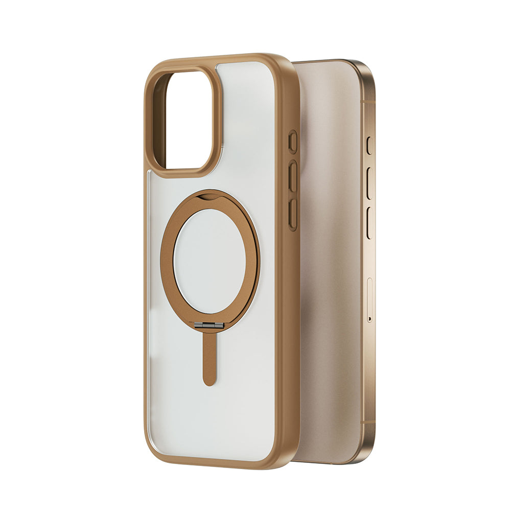 Apple iPhone 16 Pro Kılıf M-safe Şarj Özellikli Parmak İzi Bırakmayan Wiwu FGG-202 Armor Ultra Serisi Kapak Gold