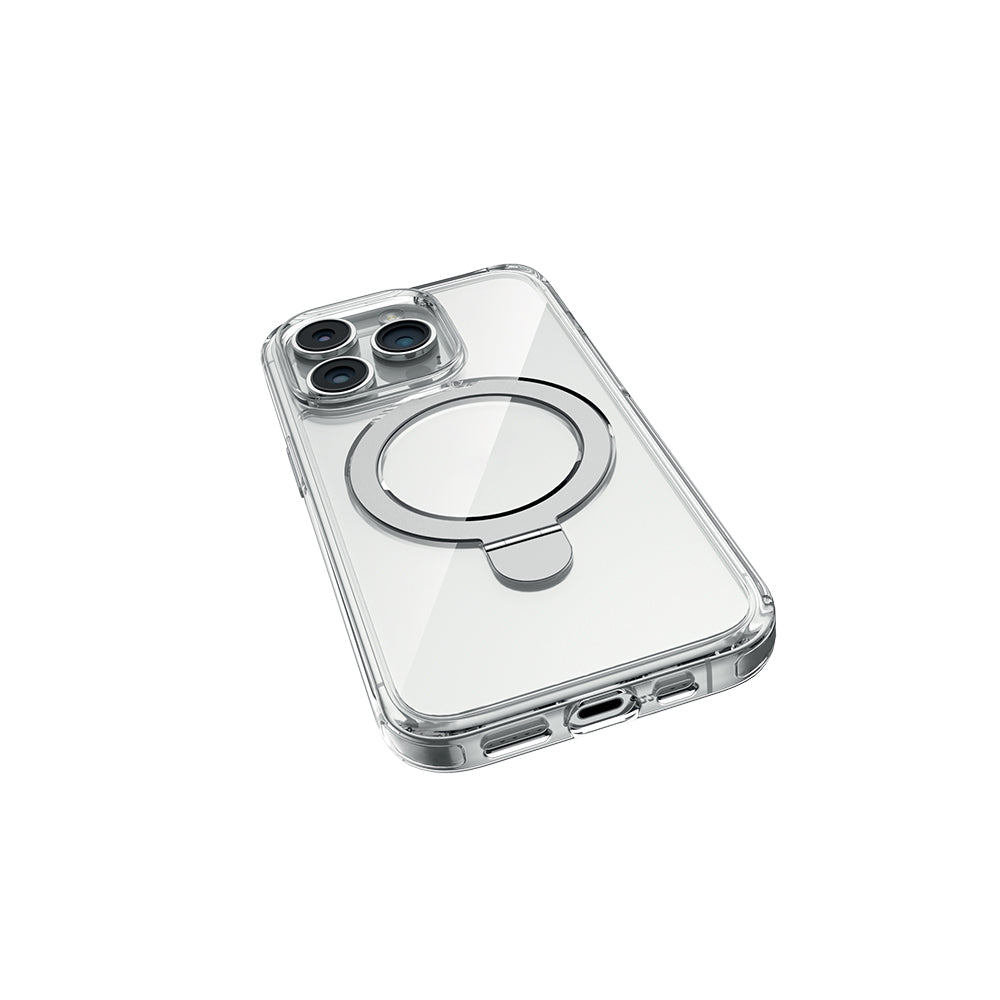 Apple iPhone 16 Pro Kılıf M-safe Şarj Özellikli Raptic Air Stand Serisi Buzlu Transparan Tasarımlı Standlı Kapak Şeffaf