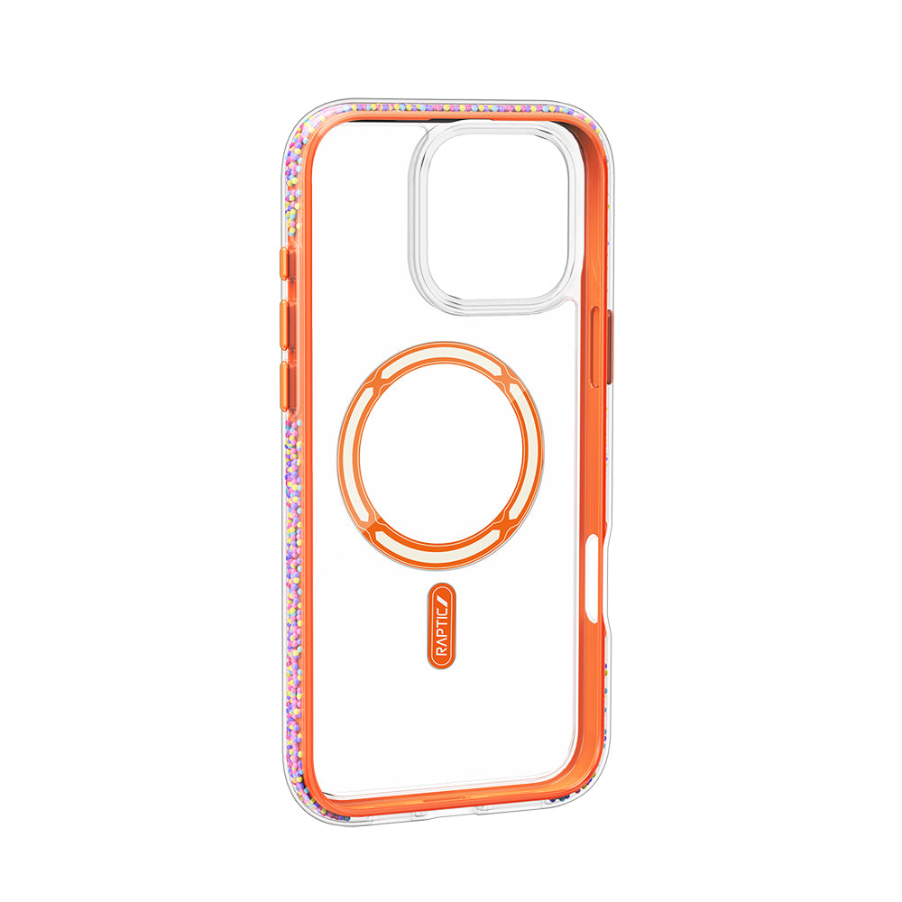 Apple iPhone 16 Pro Kılıf M-safe Şarj Özellikli Raptic AirJoy Serisi Boncuk Tasarımlı Şeffaf Kapak Siyah-Gri