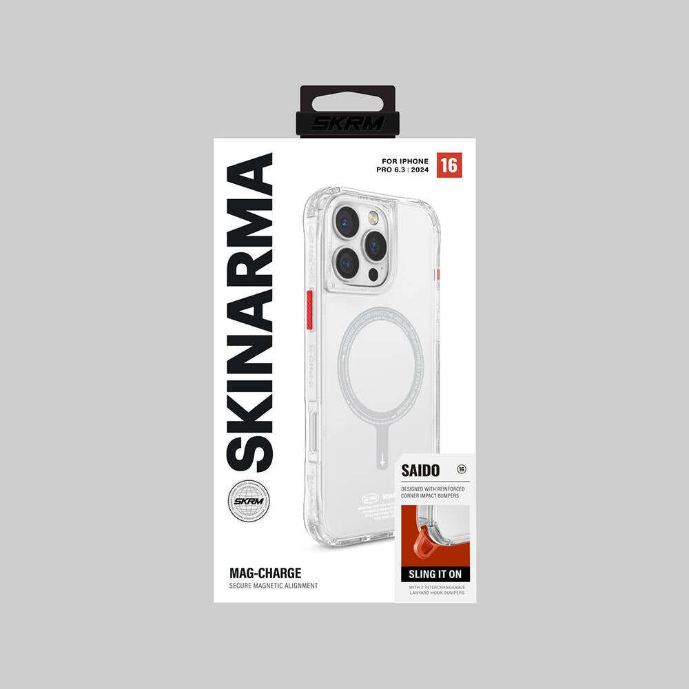 Apple iPhone 16 Pro Kılıf M-safe Şarj Özellikli Şeffaf Airbag Tasarımlı Skinarma Saido Kapak Siyah