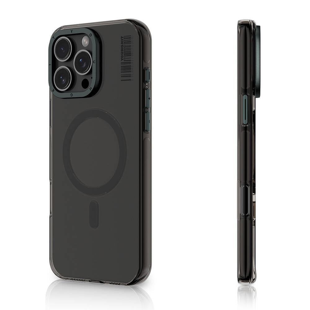 Apple iPhone 16 Pro Kılıf M-safe Şarj Özellikli Şeffaf Youngkit Crystal Shield Serisi Kapak Siyah