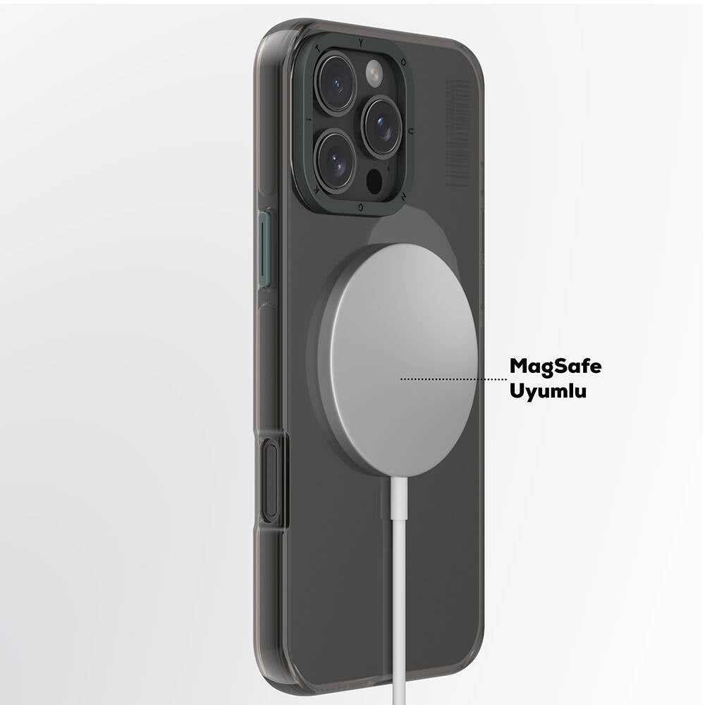 Apple iPhone 16 Pro Kılıf M-safe Şarj Özellikli Şeffaf Youngkit Crystal Shield Serisi Kapak Siyah