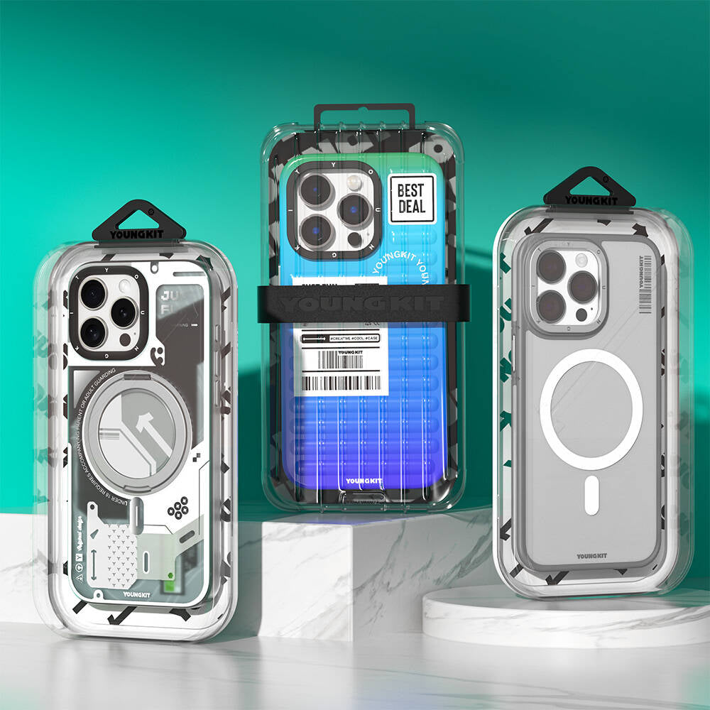 Apple iPhone 16 Pro Kılıf M-safe Şarj Özellikli Şeffaf Youngkit Crystal Shield Serisi Kapak Siyah