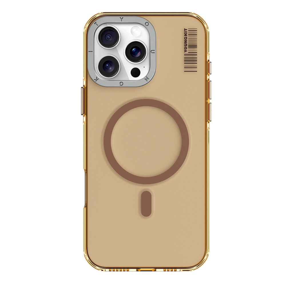 Apple iPhone 16 Pro Kılıf M-safe Şarj Özellikli Şeffaf Youngkit Crystal Shield Serisi Kapak Gold