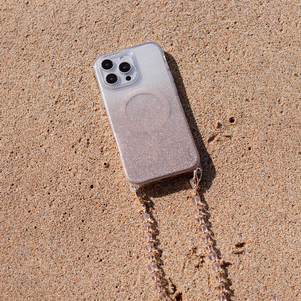 Apple iPhone 16 Pro Kılıf M-safe Şarj Özellikli Simli Arka Yüzey Askı Aparatlı Coehl Lumino Kapak Gümüş