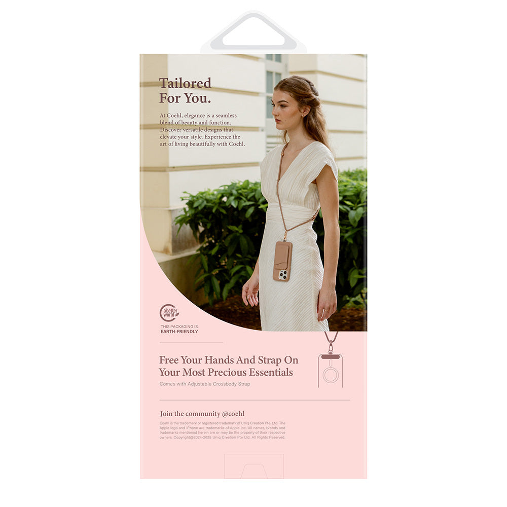 Apple iPhone 16 Pro Kılıf M-safe Şarj Özellikli Soft Arka Yüzey Askı İpli Coehl Creme Kapak Pembe