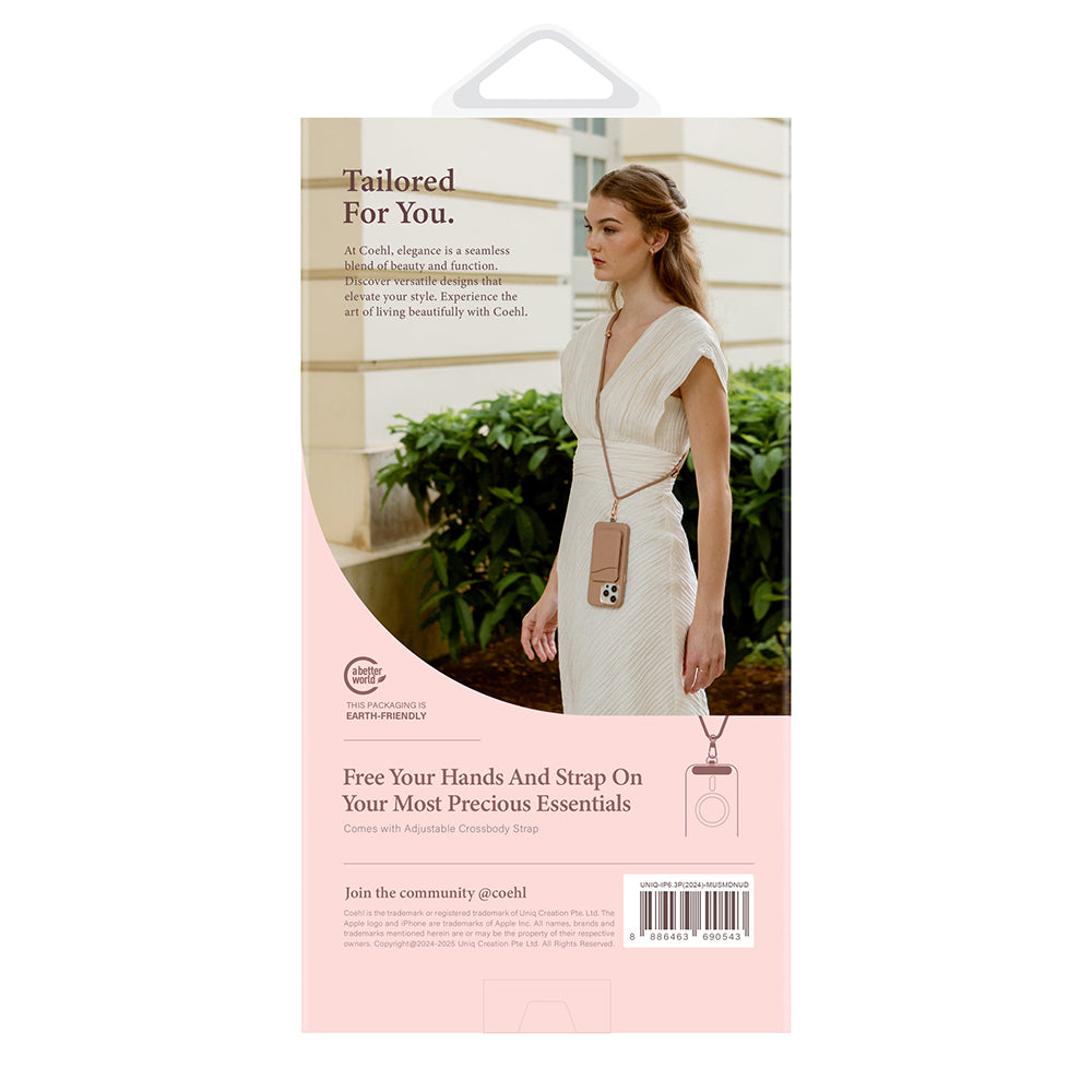 Apple iPhone 16 Pro Kılıf M-safe Şarj Özellikli Soft Arka Yüzey Askı İpli Coehl Muse Kapak Krem