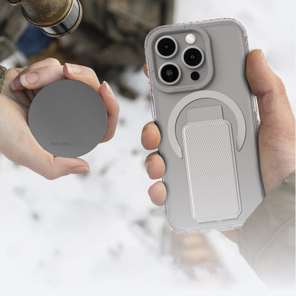 Apple iPhone 16 Pro Kılıf M-safe Şarj Özellikli Standlı Amazingthing Titan Pro Plus Kapak Rose Gold