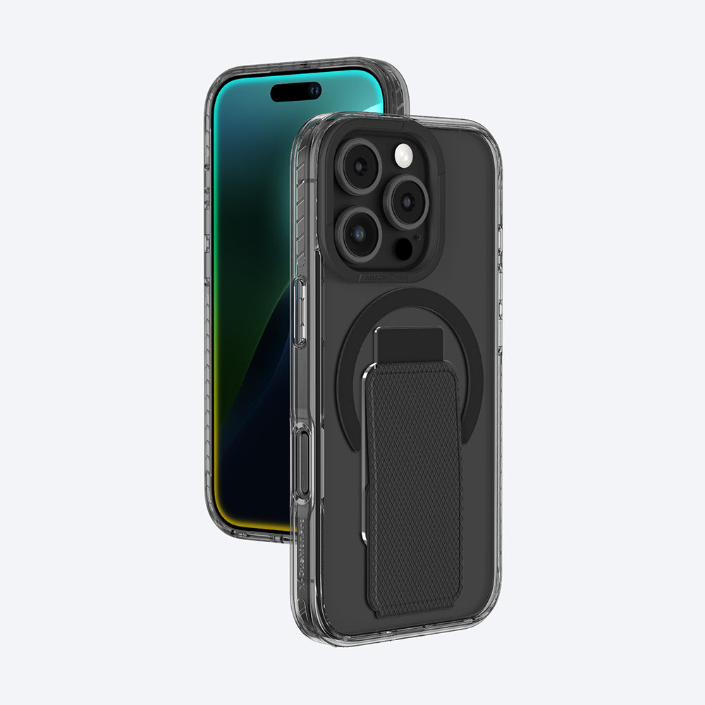 Apple iPhone 16 Pro Kılıf M-safe Şarj Özellikli Standlı Amazingthing Titan Pro Plus Kapak Siyah