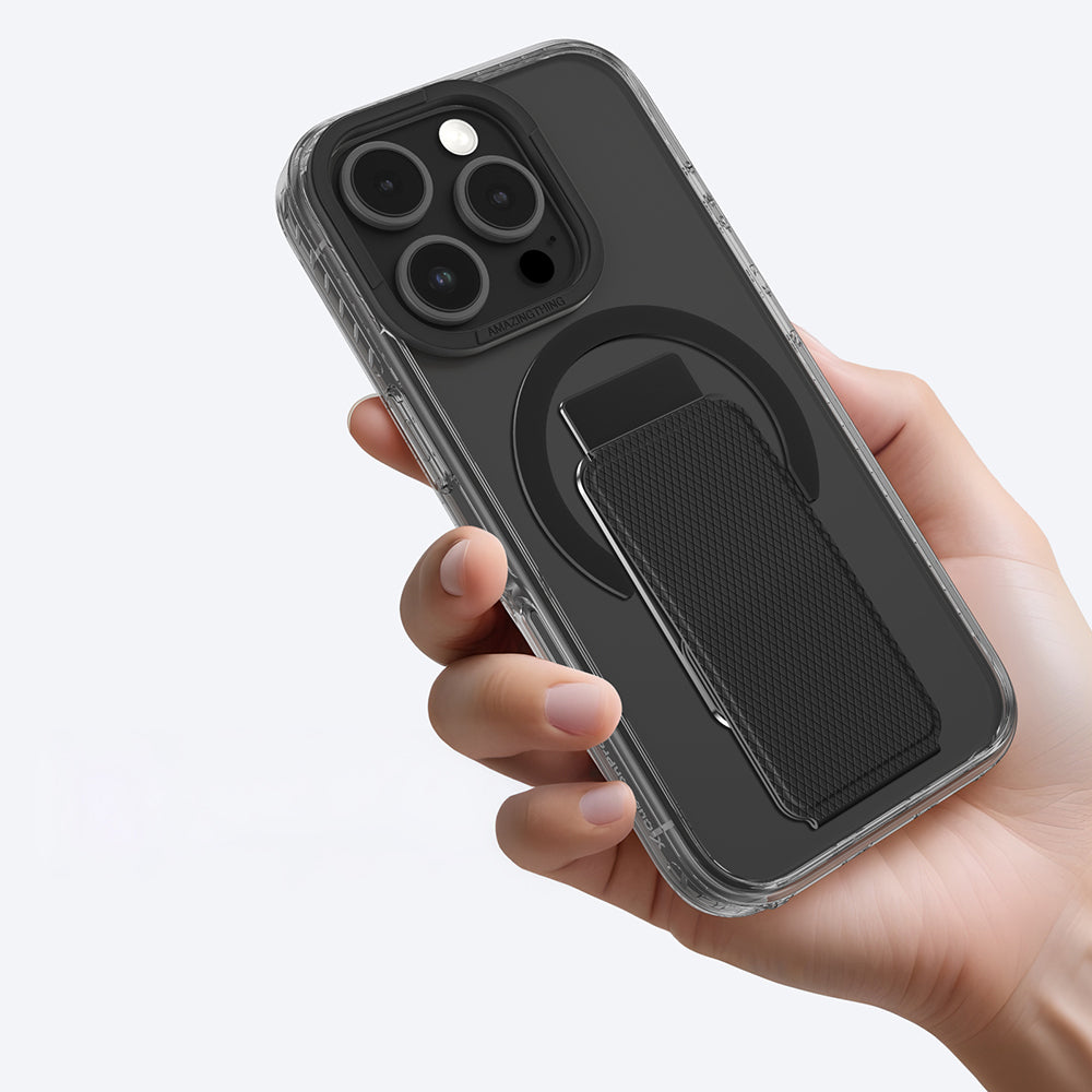 Apple iPhone 16 Pro Kılıf M-safe Şarj Özellikli Standlı Amazingthing Titan Pro Plus Kapak Gri