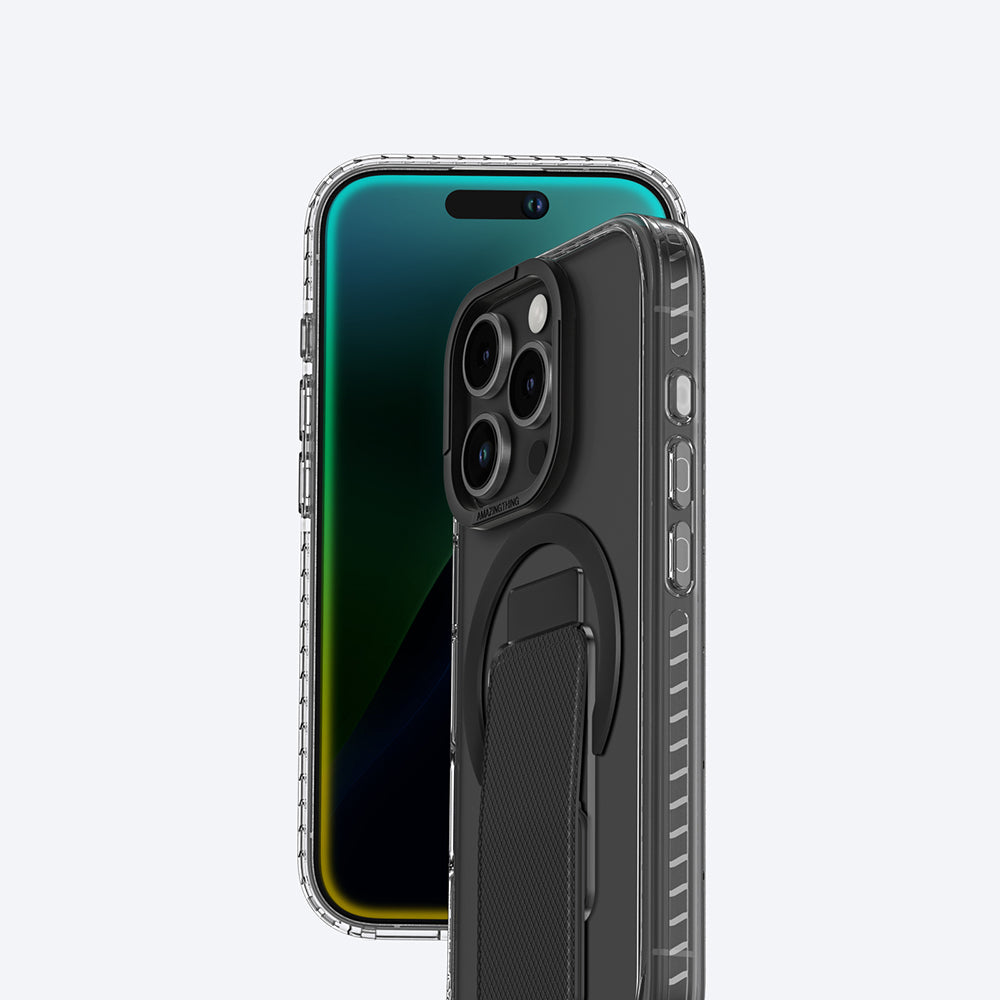 Apple iPhone 16 Pro Kılıf M-safe Şarj Özellikli Standlı Amazingthing Titan Pro Plus Kapak Gri