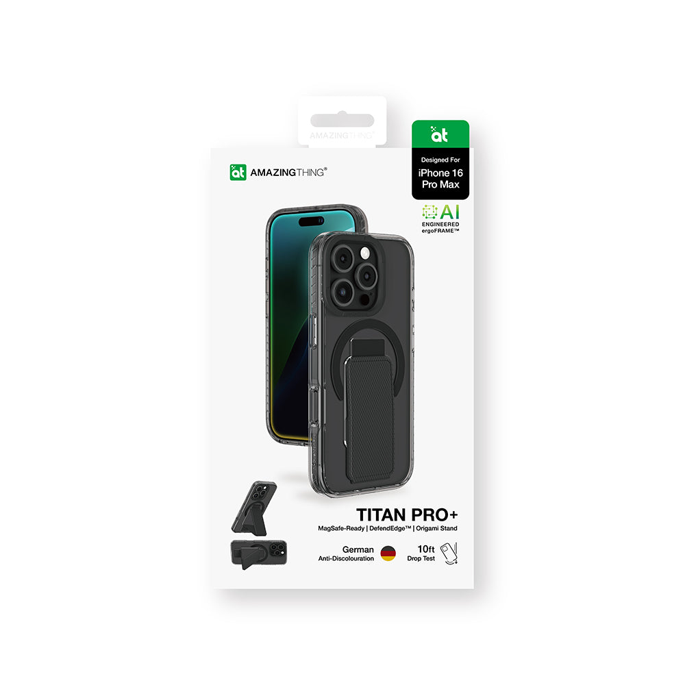 Apple iPhone 16 Pro Kılıf M-safe Şarj Özellikli Standlı Amazingthing Titan Pro Plus Kapak Gri