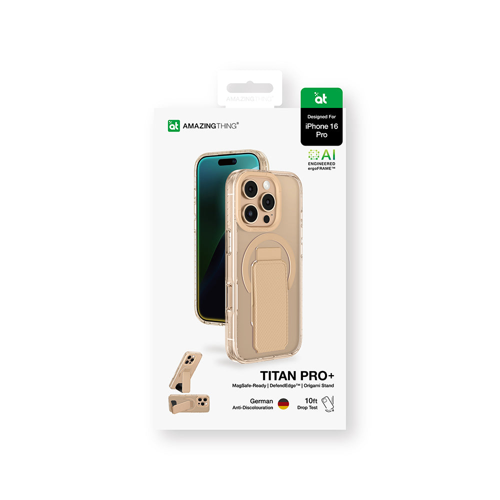 Apple iPhone 16 Pro Kılıf M-safe Şarj Özellikli Standlı Amazingthing Titan Pro Plus Kapak Gri