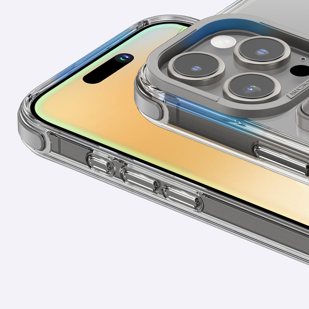 Apple iPhone 16 Pro Kılıf M-safe Şarj Özellikli Standlı Set Amazingthing Omni Adventure Serisi Kapak Gri