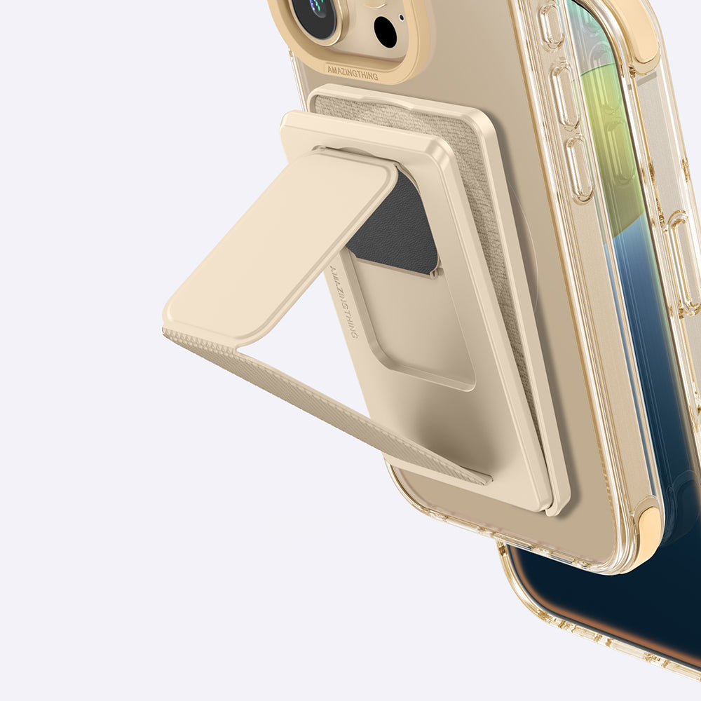 Apple iPhone 16 Pro Kılıf M-safe Şarj Özellikli Standlı Set Amazingthing Omni Adventure Serisi Kapak Rose Gold