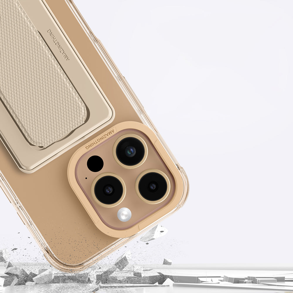 Apple iPhone 16 Pro Kılıf M-safe Şarj Özellikli Standlı Set Amazingthing Omni Adventure Serisi Kapak Rose Gold