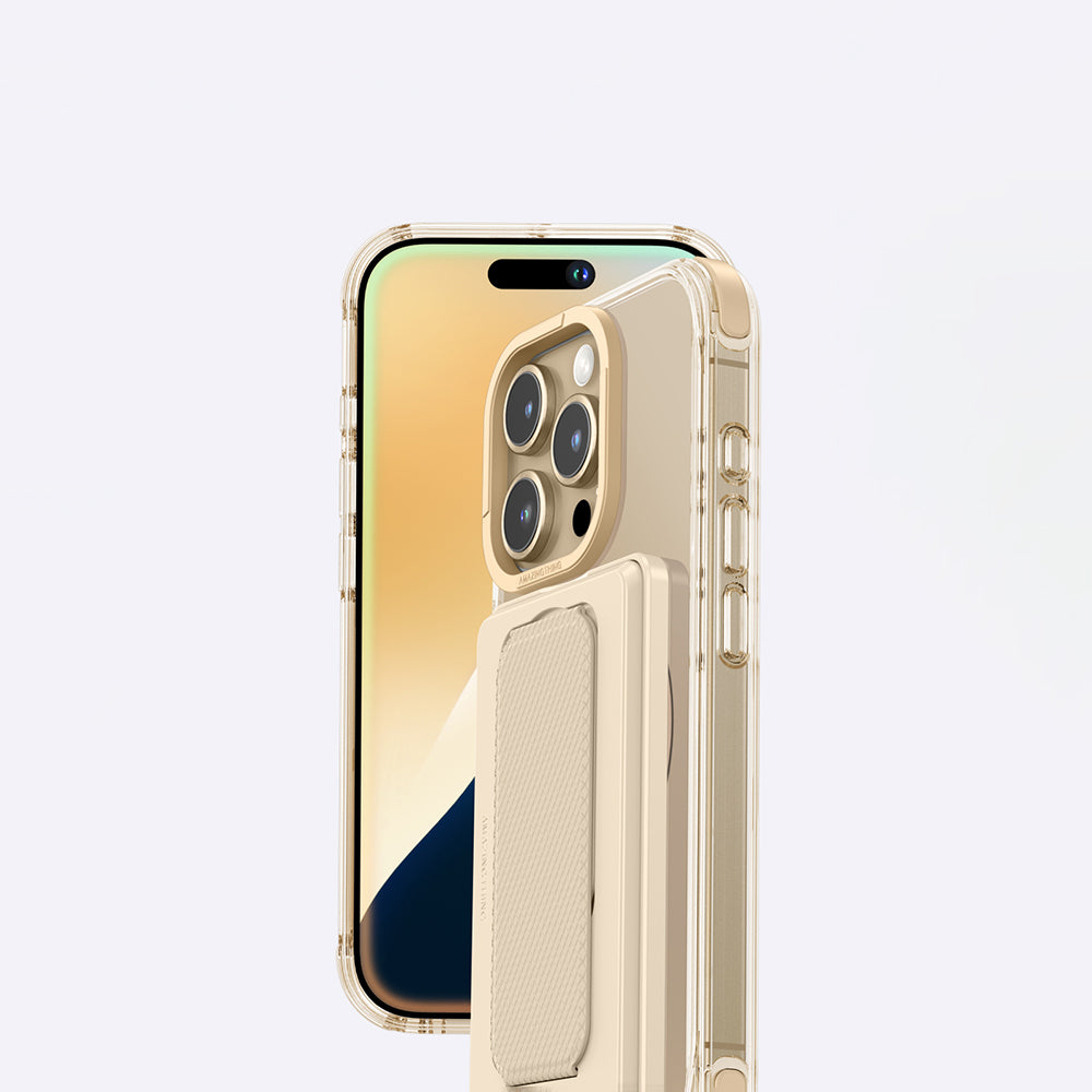 Apple iPhone 16 Pro Kılıf M-safe Şarj Özellikli Standlı Set Amazingthing Omni Adventure Serisi Kapak Rose Gold
