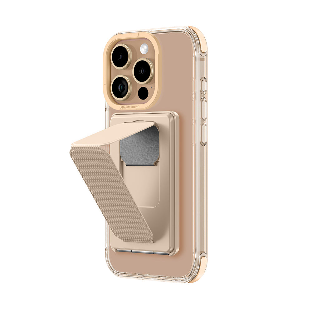 Apple iPhone 16 Pro Kılıf M-safe Şarj Özellikli Standlı Set Amazingthing Omni Adventure Serisi Kapak Gri