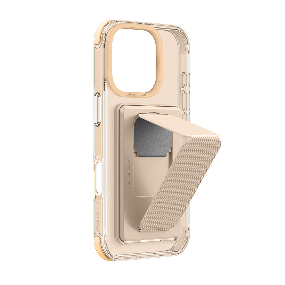 Apple iPhone 16 Pro Kılıf M-safe Şarj Özellikli Standlı Set Amazingthing Omni Adventure Serisi Kapak Rose Gold