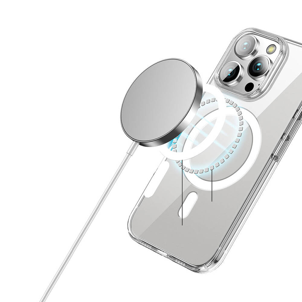 Apple iPhone 16 Pro Kılıf M-safe Şarj Özellikli Transparan Sert PC Wlons Pita Kapak Şeffaf