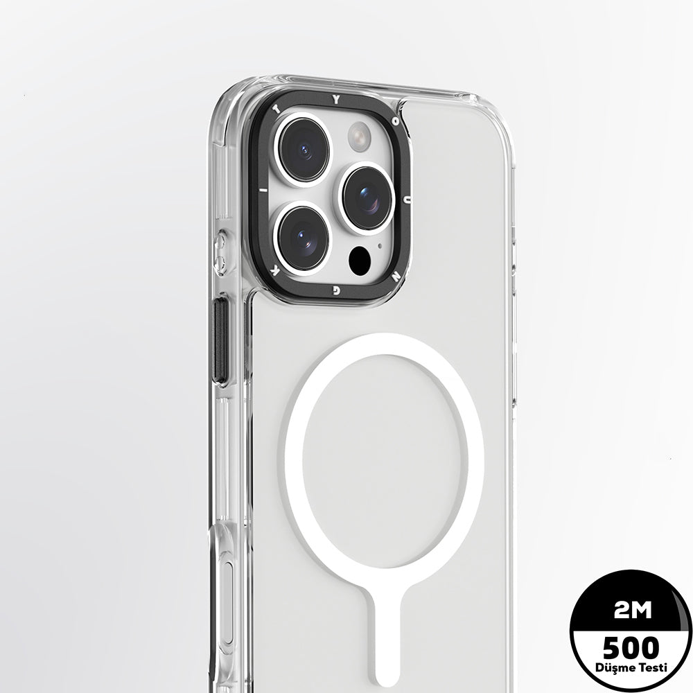 Apple iPhone 16 Pro Kılıf M-safe Şarj Özellikli YoungKit Crystal Color Serisi Kapak Sarı