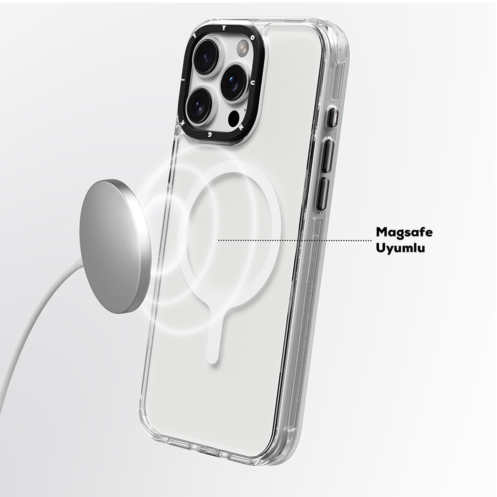 Apple iPhone 16 Pro Kılıf M-safe Şarj Özellikli YoungKit Crystal Color Serisi Kapak Şeffaf
