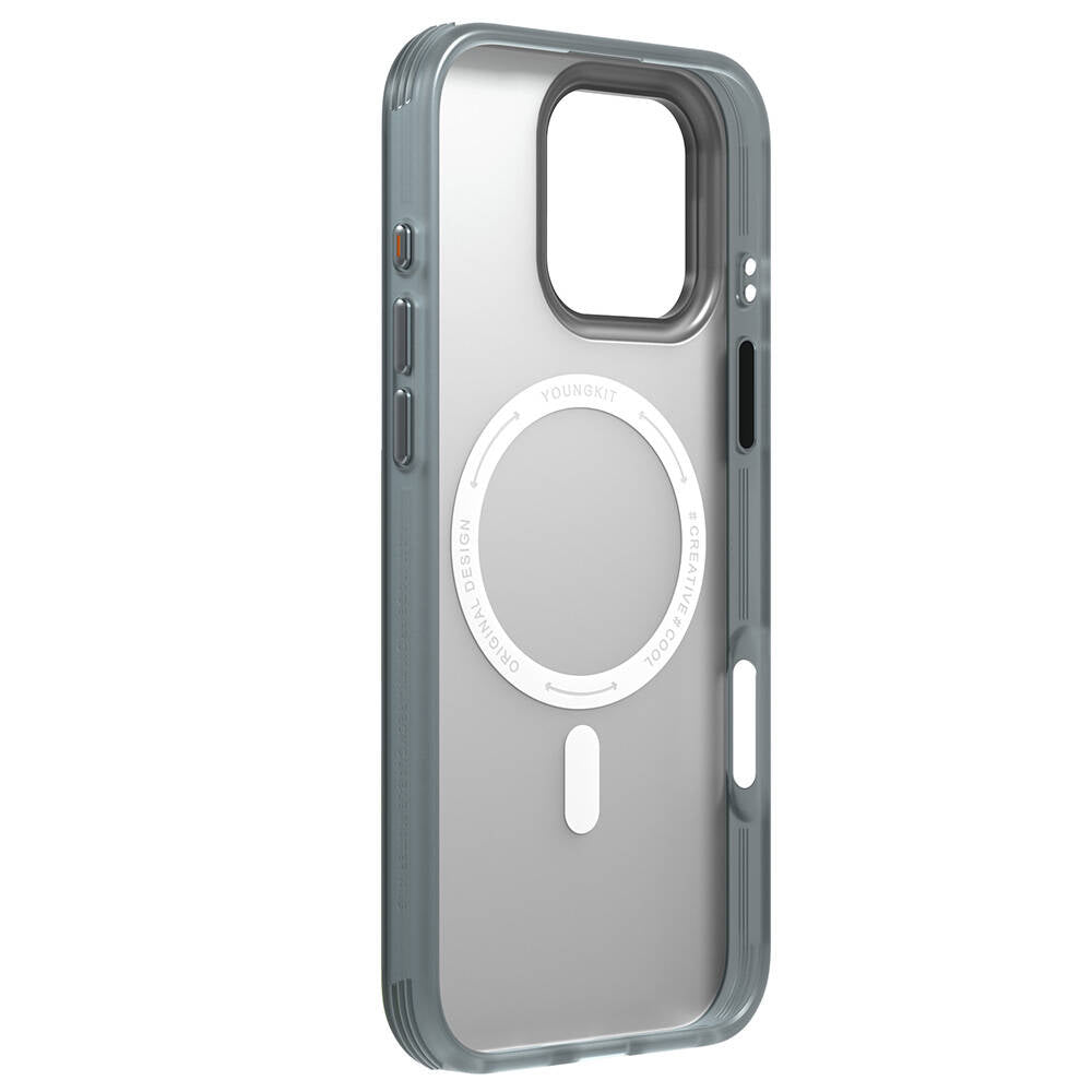 Apple iPhone 16 Pro Kılıf M-safe Şarj Özellikli Youngkit Literary Serisi Shakespeare Kapak Gri