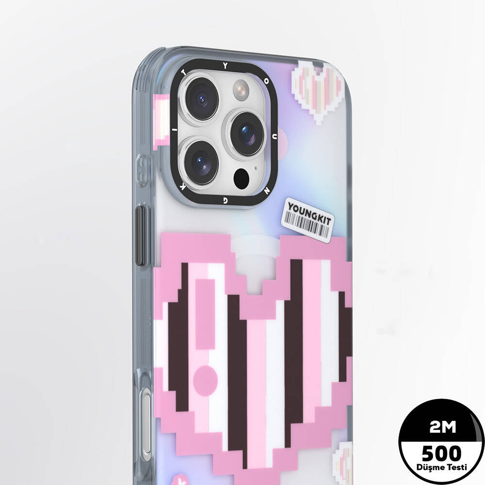 Apple iPhone 16 Pro Kılıf M-safe Şarj Özellikli Youngkit Love Serisi Kapak Mor