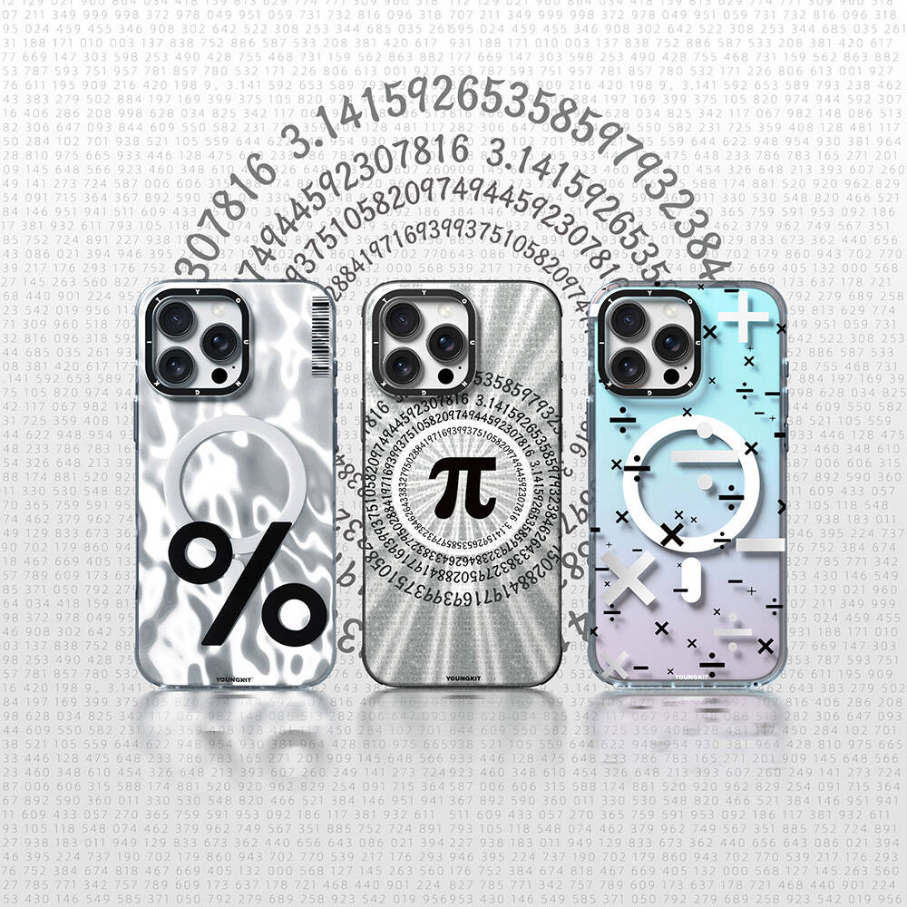 Apple iPhone 16 Pro Kılıf M-safe Şarj Özellikli Youngkit Mathematical Serisi Kapak Gri