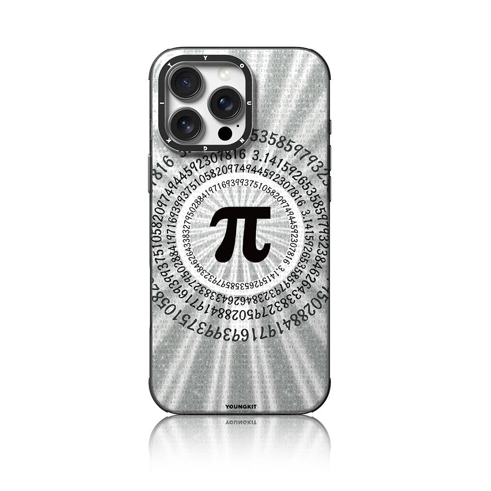 Apple iPhone 16 Pro Kılıf M-safe Şarj Özellikli Youngkit Mathematical Serisi Kapak Gümüş