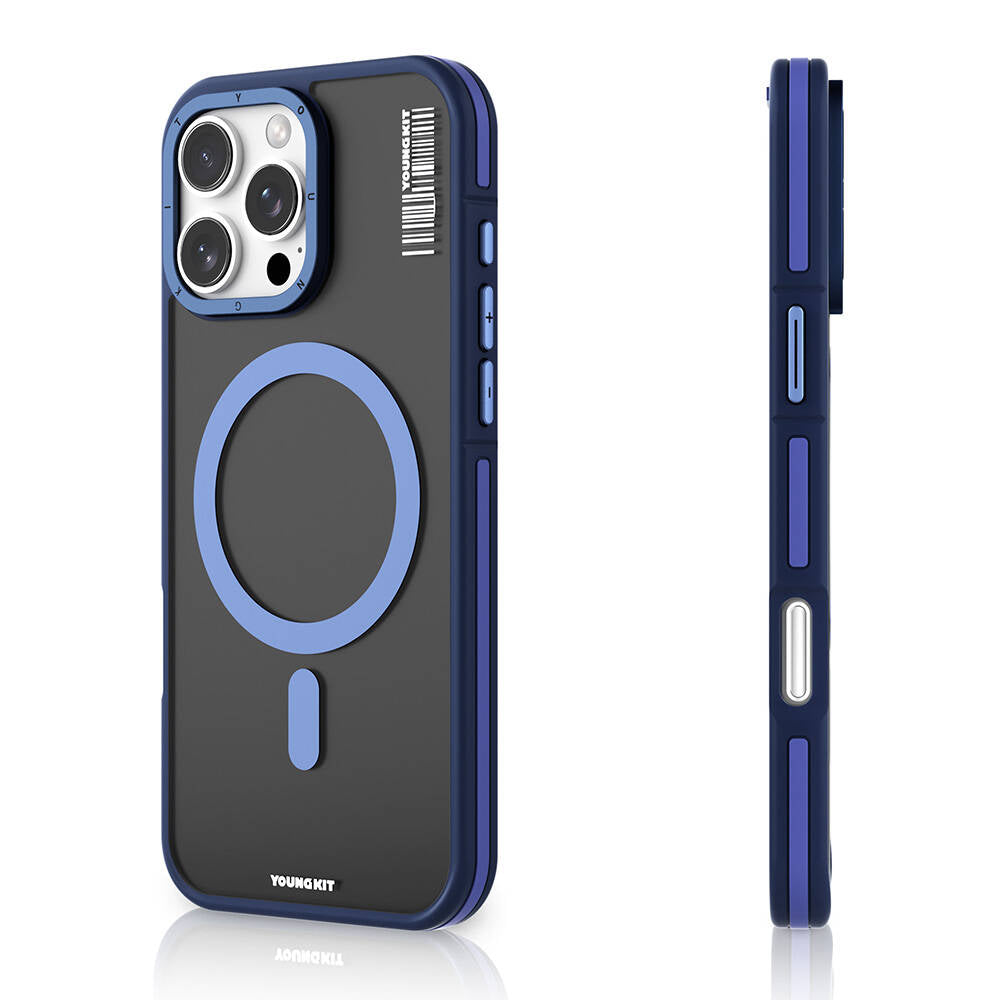 Apple iPhone 16 Pro Kılıf M-safe Şarj Özellikli Youngkit Rock Sand Serisi Kapak Siyah