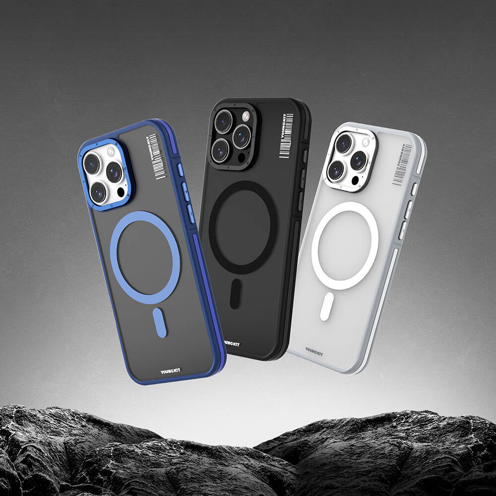 Apple iPhone 16 Pro Kılıf M-safe Şarj Özellikli Youngkit Rock Sand Serisi Kapak Siyah