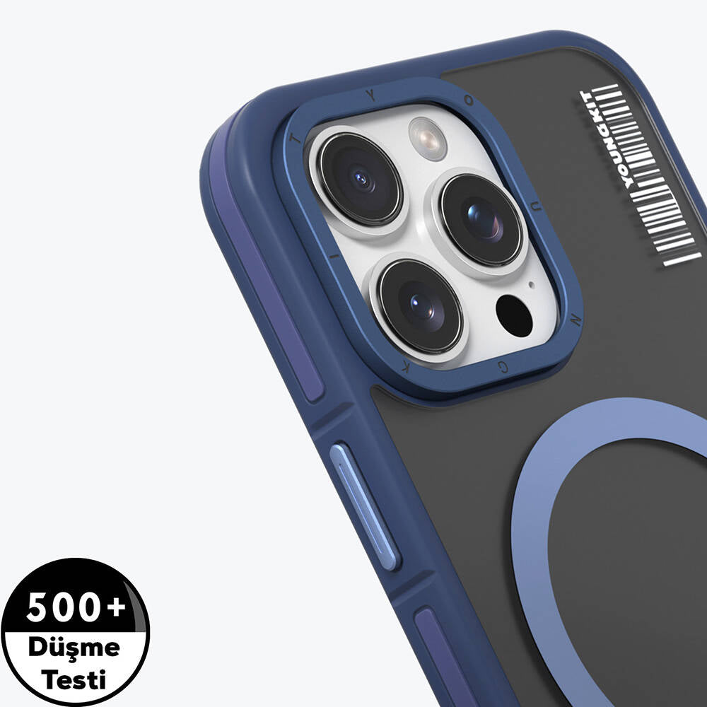Apple iPhone 16 Pro Kılıf M-safe Şarj Özellikli Youngkit Rock Sand Serisi Kapak Siyah