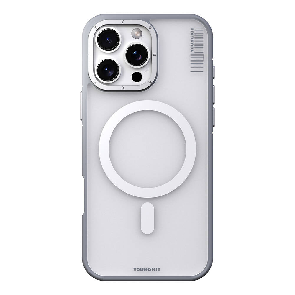 Apple iPhone 16 Pro Kılıf M-safe Şarj Özellikli Youngkit Rock Sand Serisi Kapak Gri