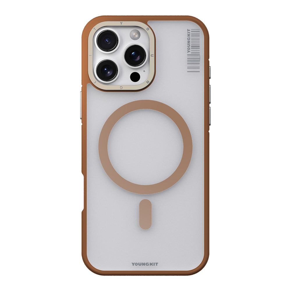 Apple iPhone 16 Pro Kılıf M-safe Şarj Özellikli Youngkit Rock Sand Serisi Kapak Gold