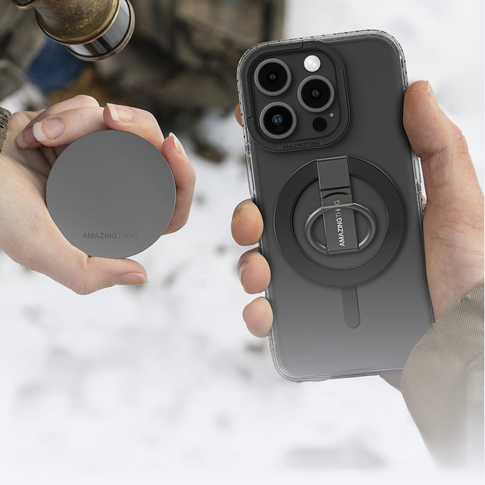 Apple iPhone 16 Pro Kılıf M-safe Şarj Özellikli Yüzük Standlı Amazingthing Titan Pro Serisi Kapak Rose Gold